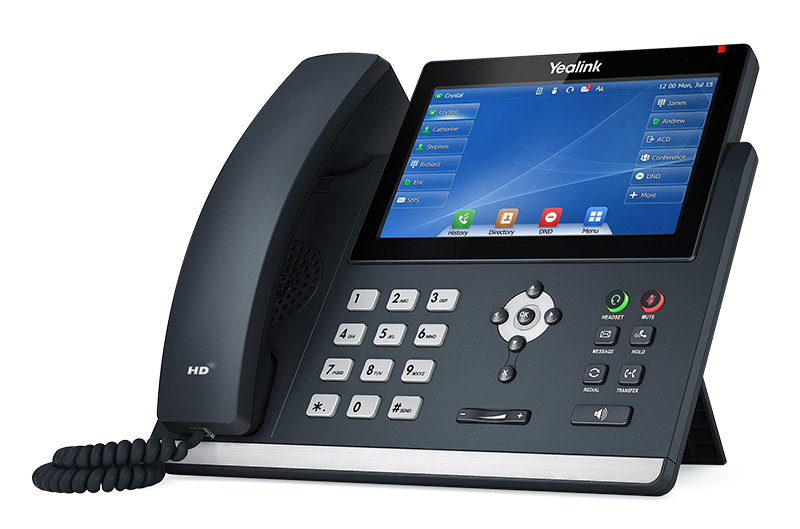 A Yealink IP phone with touchscreen — representative of the Yealink range Euphoria supports